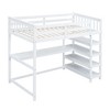 Okak 79.7IN Twin Size Loft Bed with L-Shape Desk, Twin Bed with Safety Guardrails and Storage Shelves, Loft Bed With Stairs for Bedroom - 4 of 4