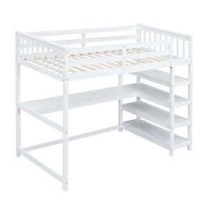 NicBex Full/Twin Loft Bed with Shelves and Under-bed Desk for Kids Teens Adults - 1 of 4