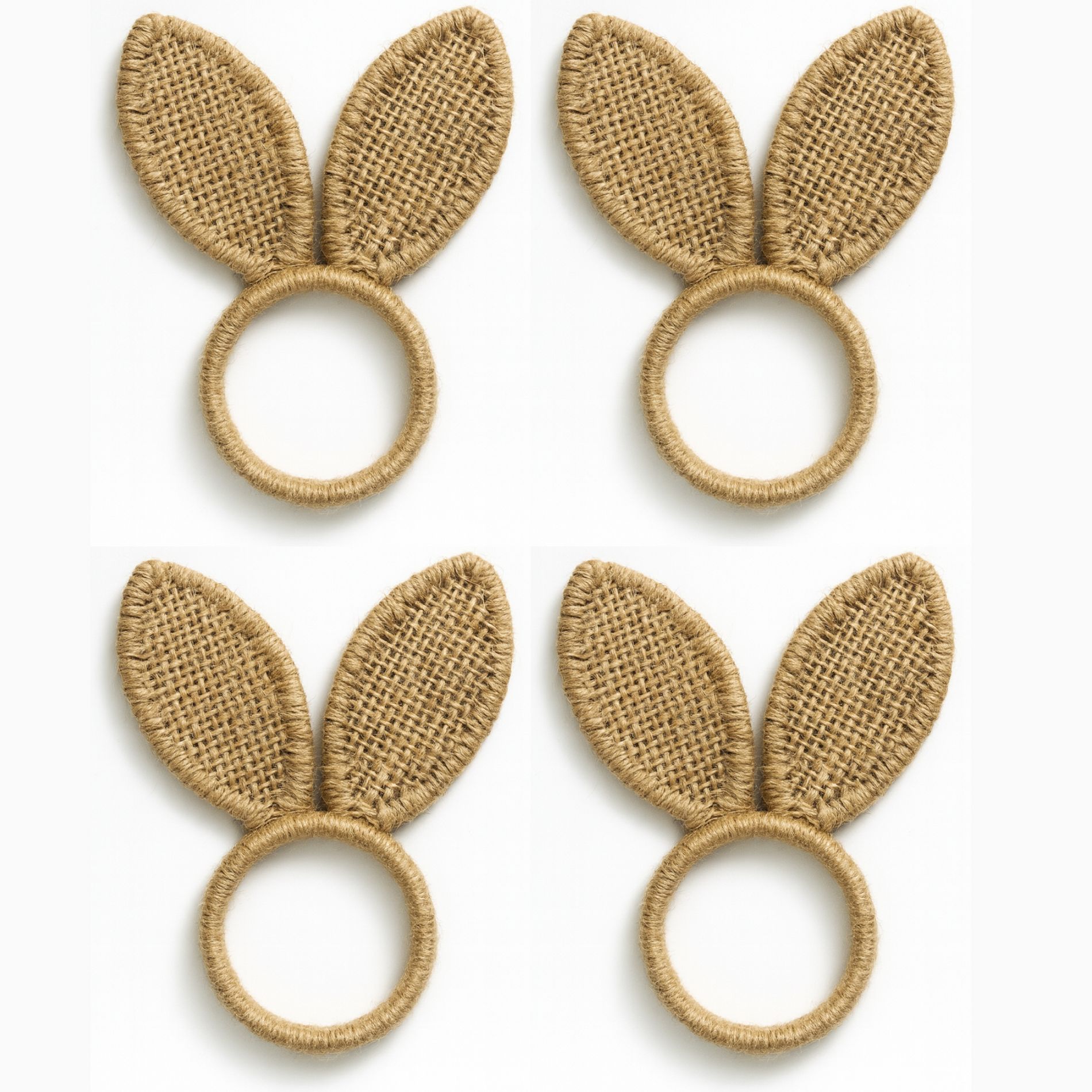 Burlap Bunny Ear Napkin Rings, Set of 4 - Elrene Home Fashions