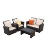 Wellfor 4pc Outdoor Rattan Wicker Sofa Set with Coffee Table Beige: Patio Seating, Water-Resistant - 2 of 4