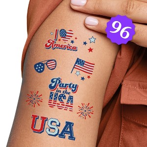 Big Dot of Happiness 4th of July Temporary Tattoos, America Patriotic Party Favors, Fourth of July Party in the USA Tattoos - Set of 12 Sheets - 1 of 4