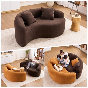 66.9" Chenille Dual-Depth S-Curved Sectional Sofa for Small Spaces with Throw Pillows and High-Resilience Foam - 1 of 4