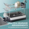 Dish Drying Rack - 2 Tier Dish Rack for Kitchen Counter with Rotatable and Extendable Drain Spout, Silver and Gray - 3 of 4