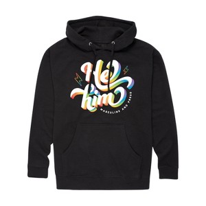 Men's - Instant Message - He Him Pronouns Graphic Fleece Pullover Hoodie - 1 of 4