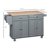 Aghana Digitals Dark Gray Rolling Kitchen Cart with Drop Leaf, Rubber Wood Top, 2 Drawers, 2 - 2 of 4