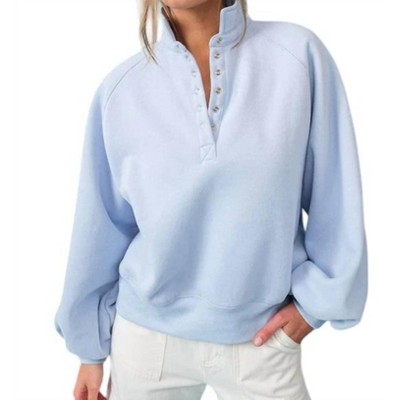 Women's Piper Snap Button Collared Pullover Sweatshirt - PAPERMOON