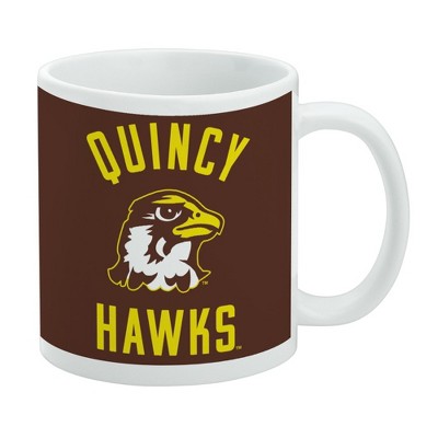 Quincy University Hawks Logo Ceramic Coffee Mug Novelty Gift Mugs for Coffee Tea and Hot Drinks 11oz White