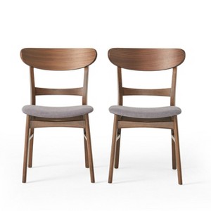 GDFStudio Isador Mid Century Modern Fabric Upholstered Wood Dining Chairs (Set of 2) - 1 of 4