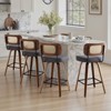 Bekrvio 26"/29" Mid-Century Modern Swivel Bar Stools Set of 1/2/3/4- Faux Leather Upholstered with Back and Bent Wood Legs,Ideal for Kitchen Island - 4 of 4