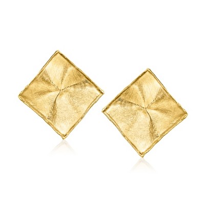 Ross-Simons Italian 18kt Gold Over Sterling Brushed Square Earrings