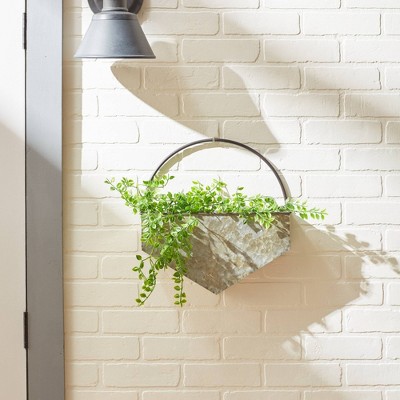 Medium Galvanized Metal Diamond Wall Planter for Indoor/Outdoor Use