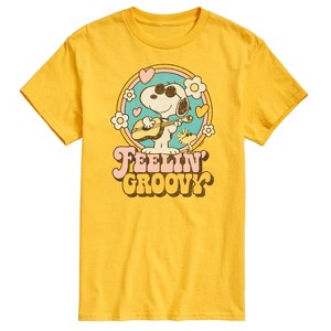 Men's - Peanuts - Feelin Groovy Snoopy And Woodstock Short Sleeve Graphic T-Shirt - 1 of 4