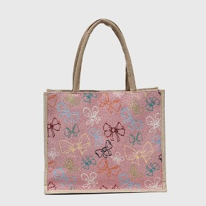 Anna-Kaci Women's Canvas Tote Bag with Colorful Bow Print - Lightweight Shopping Handbag - 1 of 4