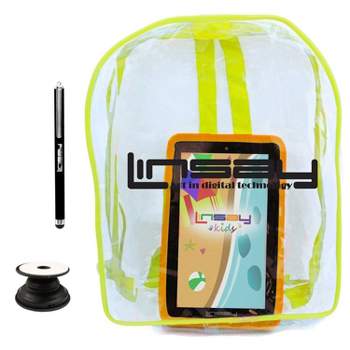 LINSAY 7" Kids Tablet 64GB New Android 13 Funny with Defender Case and Backpack Dual Camera