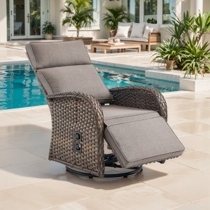 Belord Outdoor Swivel Recliner Chair, Recliner Patio Swivel Chair with Adjustable Reclining Back and Lifting Footrest, Wicker Outdoor Lounge Chair - 1 of 4