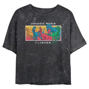Juniors Jurassic World Colorful Dinosaur Art T Shirt - 1 of 4