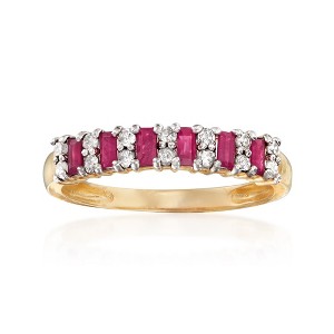 Ross-Simons 0.30 ct. t.w. Ruby and .21 ct. t.w. Diamond Ring in 14kt Yellow Gold - 1 of 4