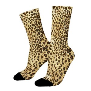 African Leopard Women Printed Crew Socks Funny Funky Socks Soft Polyester Novelty Gifts for Artists Men - 1 of 1
