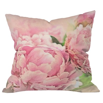 Pink Peonies Throw Pillow - Deny Designs