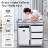 Baby Changing Table, Wooden Diaper Changing Table, Infant Diaper Changing Station Dresser with Laundry Hamper, 3 Drawer Basket and Changing Pad - 4 of 4