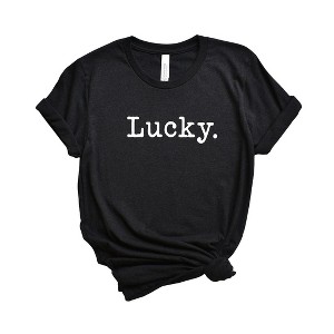 Simply Sage Market Women's Lucky Typewriter Short Sleeve Graphic Tee - 1 of 3