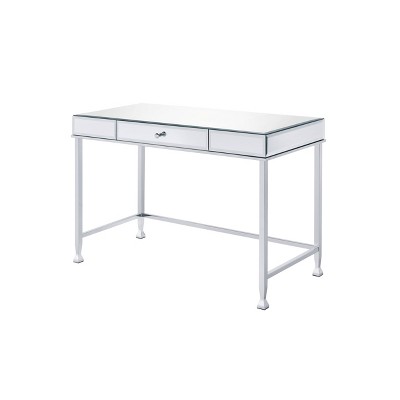 Mirrored Chrome Finish Writing Desk with Drawer
