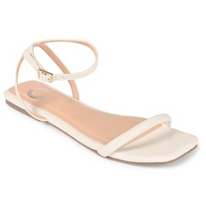 Journee Collection Womens Veena Ankle Strap Low Block Heel Sandals Off White 7.5 - 1 of 4