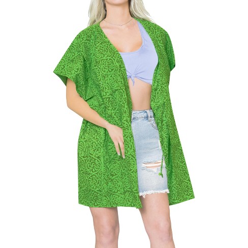 LA LEELA Women's Summer Vacation Holiday Wear Front Open Soft Beach Beachwear Duster Cardigan for Women 2X-3X Grass_AB984 - image 1 of 4