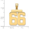 Black Bow Jewelry 14k Yellow Gold, Athletic Collection, Large Polished Number 66 Pendant - 2 of 3