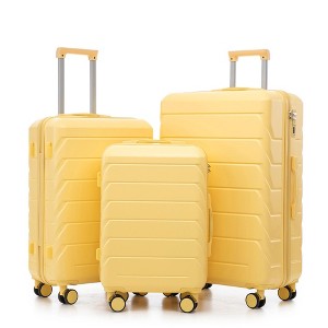 NAYSAYE Luggage Sets 3Piece Set 20Inch 24Inch 28Inch ABS Spinner Wheel Suitcase with Combination Lock for Travel, Yellow, 19.3"*11.4"*29.5" - 1 of 4