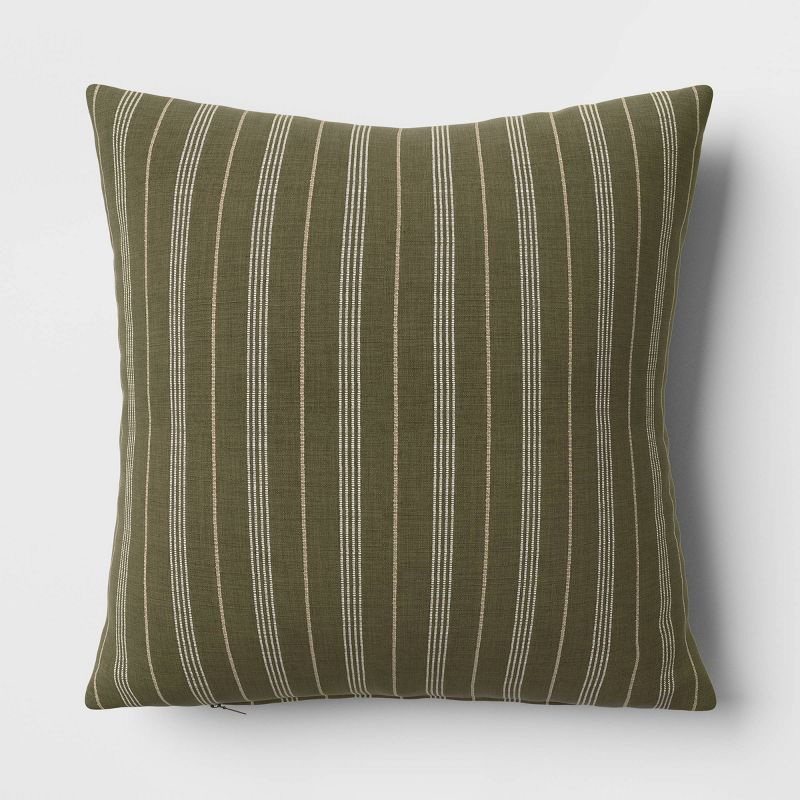 Cotton Flax Woven Striped Square Throw Pillow - Threshold™, 1 of 8