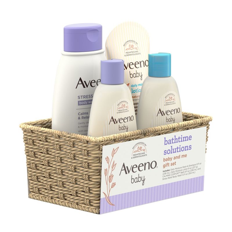 Aveeno Baby &#38; Me Daily Bathtime Solutions Gift Set Includes Baby Wash, Shampoo,Calming Bath and Moisturizing Lotion - 4ct, 4 of 8