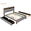 Queen size Upholstered Platform Bed with Storage Headboard, Twin XL Size Trundle and 2 drawers and a set of Sockets and USB Ports, Linen Fabric, Beige - 4 of 4