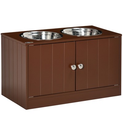 PawHut Large Elevated Dog Bowls with Storage Cabinet Containing Large 44L Capacity, Raised Dog Bowl Stand Pet Food Bowl Dog Feeding Station