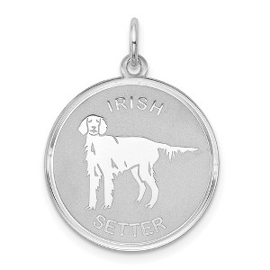 Black Bow Jewelry Sterling Silver Laser Etched Irish Setter Dog Pendant, 19mm - 1 of 4