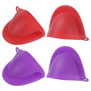 Unique Bargains Heat Resistant Kitchen Utensil Sets Silicone Oven Mitts 4 Pcs - 1 of 4