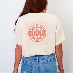 Simply Sage Market S.W.Smiley Checkered Mama Flowers Front and Back Print Garment Dyed Tee - 1 of 4