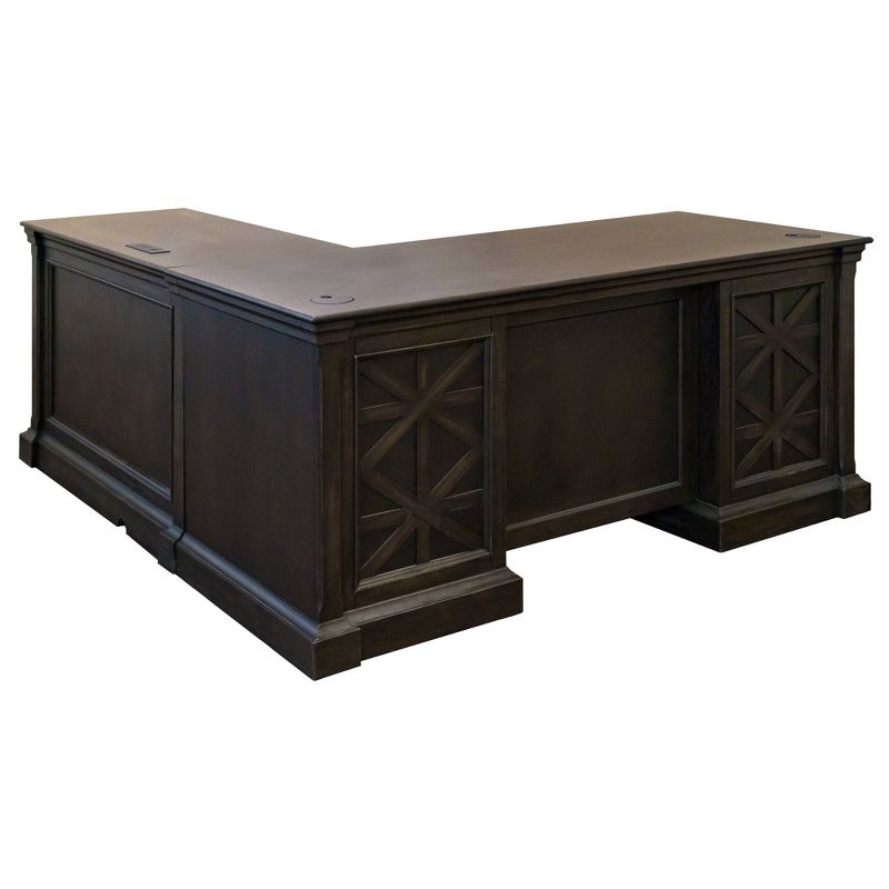 Kingston Traditional Wood L-Desk &#38; Return Dark Brown - Martin Furniture, 3 of 9