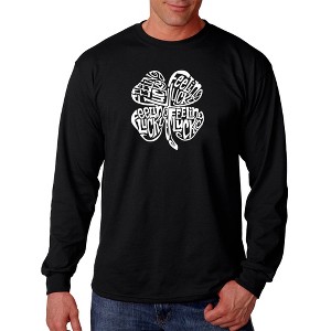 LA Pop Art Men's Word Art Long Sleeve T-shirt - Feeling Lucky - 1 of 4