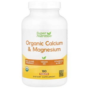 Super Nutrition Organic Calcium & Magnesium Plus D3 & K2, 180 Tablets - 1 of 4
