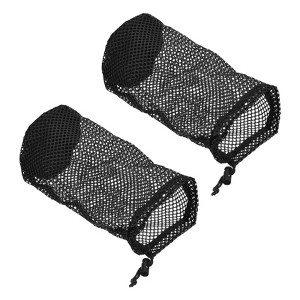 Unique Bargains Nylon Drawstring Cord Lock Closure Mesh Golf Ball Bag Black 2 Pcs - 1 of 4