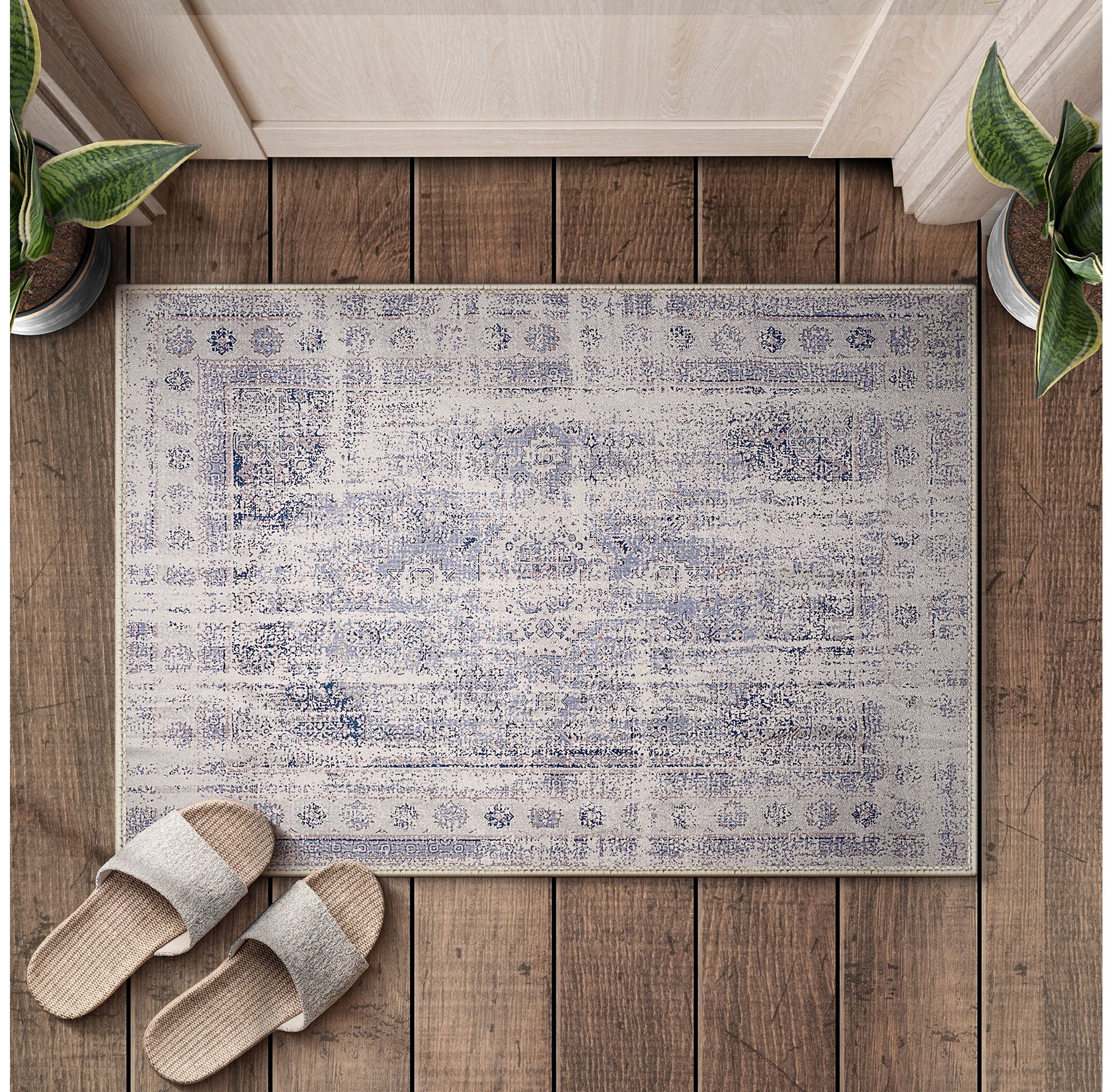 Sorbus 2 ft x 3 ft Entry Mat Rug for Entryway, Machine Washable, Non-Slip, Vintage Rug