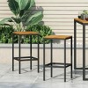 Coolbibila 30'' H Outdoor Height Bar Stools Set of 2,Modern Industrial Acacia Slat Seat Backless Bar stool,Metal Frame Bar Stools with Footrest - 2 of 4