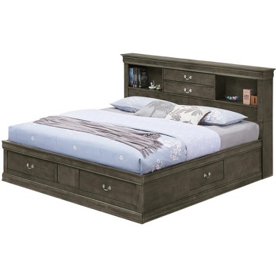 Passion Furniture Louis Philippe Cherry King Storage Platform Bed