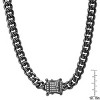 Steeltime 24" Men's gunmetal stainless steel cuban link chain necklace with simulated diamonds clasp - 3 of 4