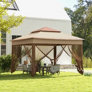 Gulches 11'x11' Pop-Up Canopy, Outdoor Patio Gazebo Shelter with Removable Zipper Netting, Instant Event Tent with 114 Sq Ft Shade & Carry Bag, Khaki - 1 of 4