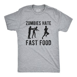 Mens Zombies Hate Fast Food T Shirt Funny Running Halloween Novelty Tee - Crazy Dog Men's T Shirt - 1 of 4