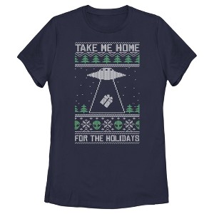 Women's Lost Gods Ugly Christmas Take Me Home for the Holidays T-Shirt - 1 of 4