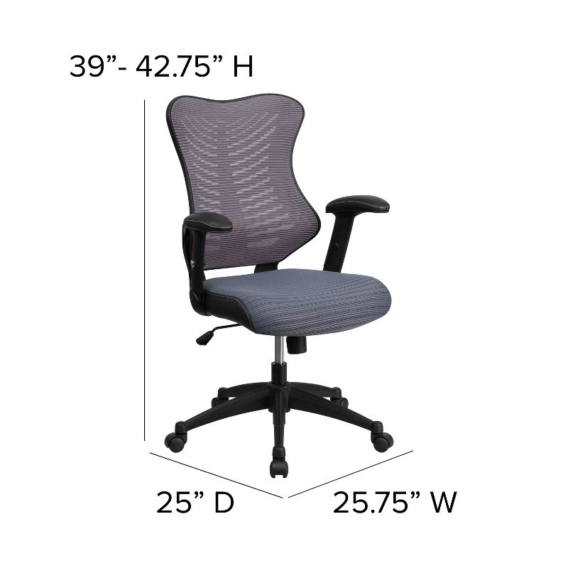 Flash Furniture High Back Designer Mesh Executive Swivel Ergonomic Office Chair with Adjustable Arms, 4 of 12