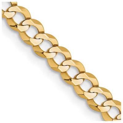 Black Bow Jewelry 3.75mm 14K Yellow Gold Solid Lightweight Flat Curb Chain Bracelet